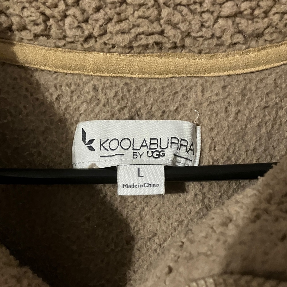 Koolaburra by Ugg Tan Fleece Quarter-Zip Womens Pullover Sz L - Picture 2 of 6